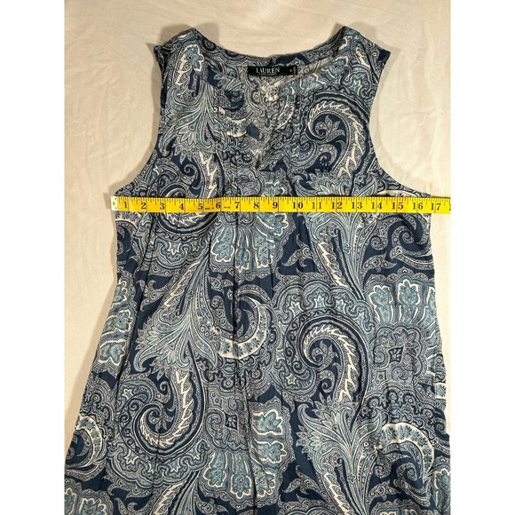 Lauren Ralph Lauren Women’s Blue Paisley Sleeveless Dress Size Small - Picture 5 of 7